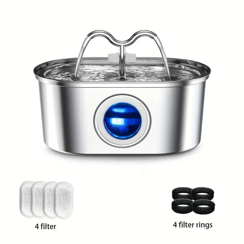 Ultimate 3.2L Stainless Steel Pet Fountain | Vet-Approved, Automatic & Ultra-Quiet Hydration System with 4 Filters
