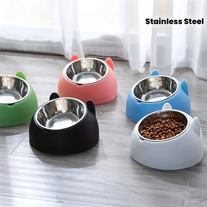 ClawLogic™ LUXE Veterinarian-Recommended Kitten Feeder | Neck-Guard Elevated Tilted Stainless Steel Bowl