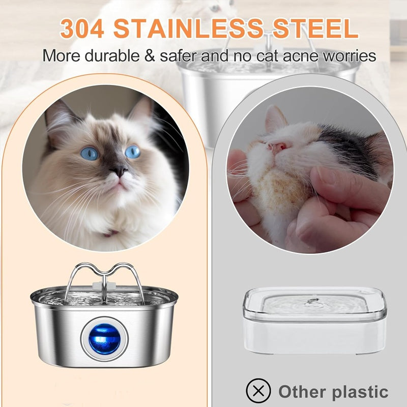 Ultimate 3.2L Stainless Steel Pet Fountain | Vet-Approved, Automatic & Ultra-Quiet Hydration System with 4 Filters