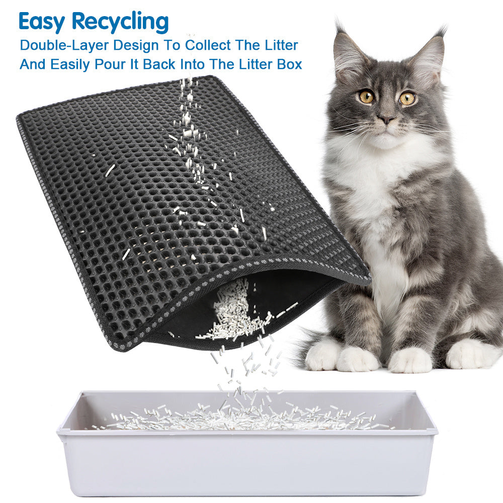 Easy Clean Cat Litter Trapping Mat | Gentle on Paws, Waterproof EVA Double Layer Pad