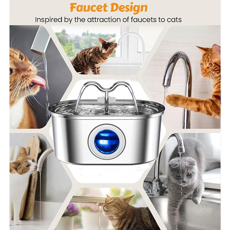 Ultimate 3.2L Stainless Steel Pet Fountain | Vet-Approved, Automatic & Ultra-Quiet Hydration System with 4 Filters