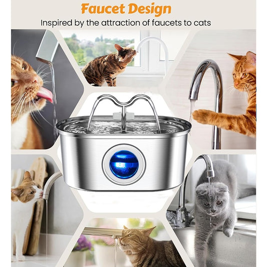 Ultimate 3.2L Stainless Steel Pet Fountain | Vet-Approved, Automatic & Ultra-Quiet Hydration System with 4 Filters