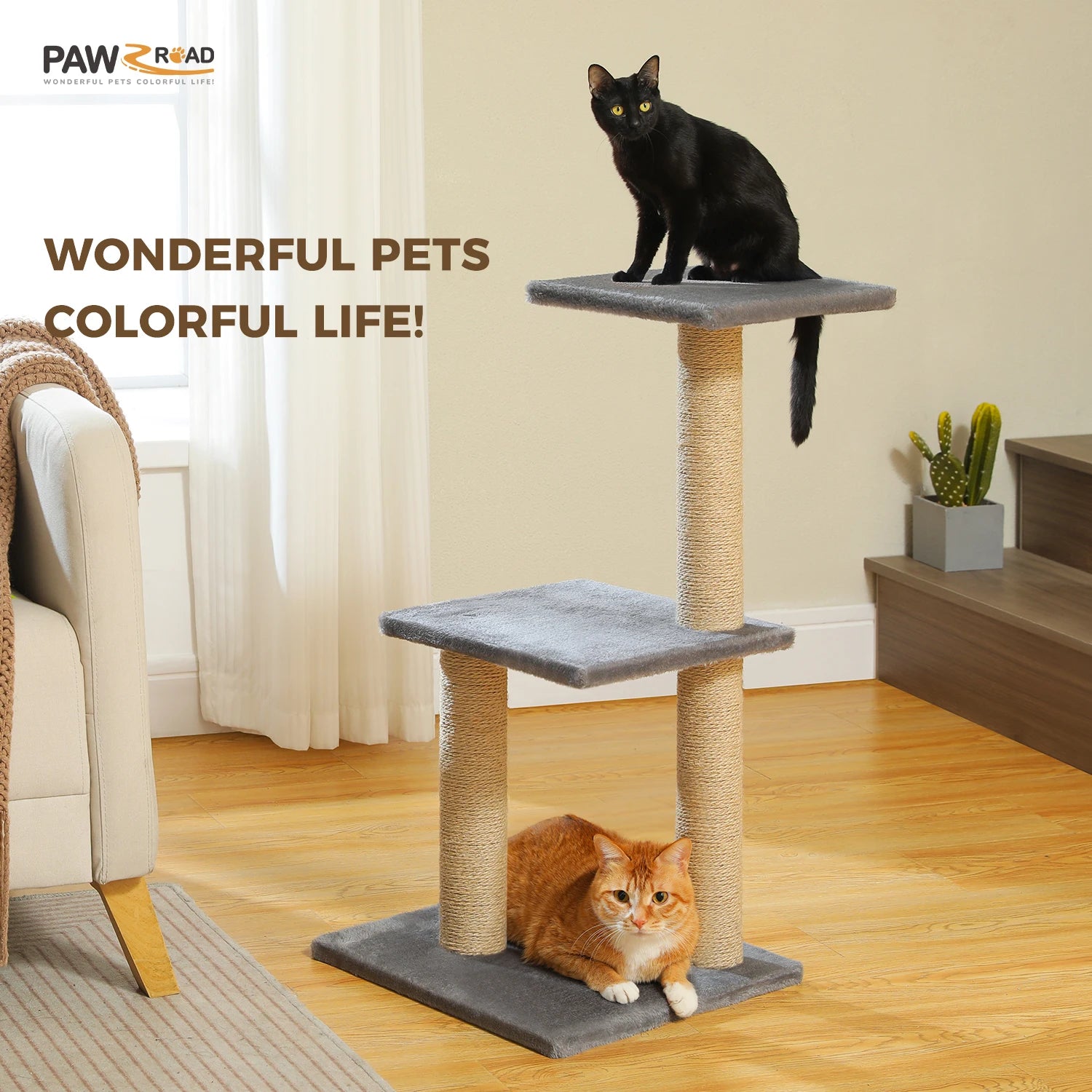 Luxury Multi-Level Cat Tree Tower | Large Condo, Sturdy Scratching Posts & Removable Perch Bed|31.5 in. Tall