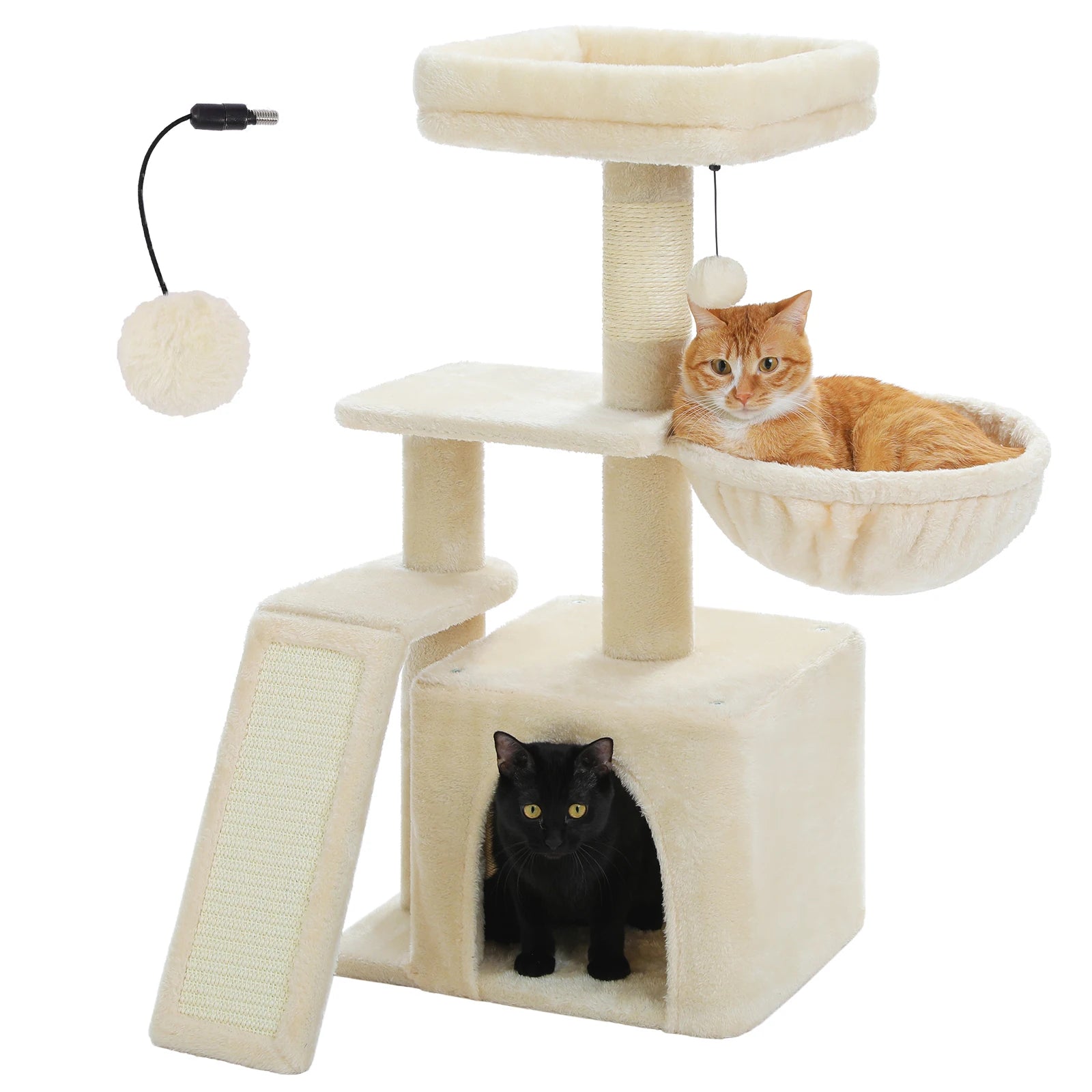 Luxury Multi-Level Cat Tree Tower | Large Condo, Sturdy Scratching Posts & Removable Perch Bed|31.5 in. Tall