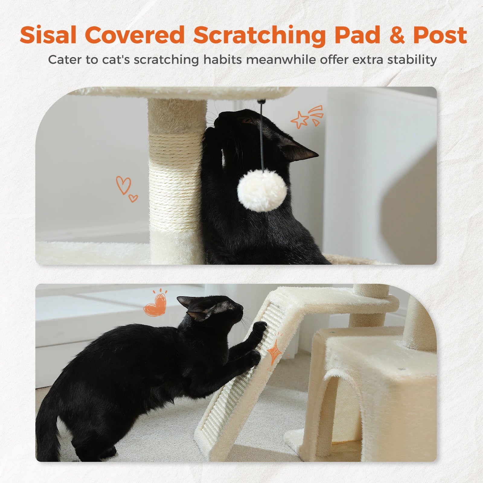 Luxury Multi-Level Cat Tree Tower | Large Condo, Sturdy Scratching Posts & Removable Perch Bed|31.5 in. Tall