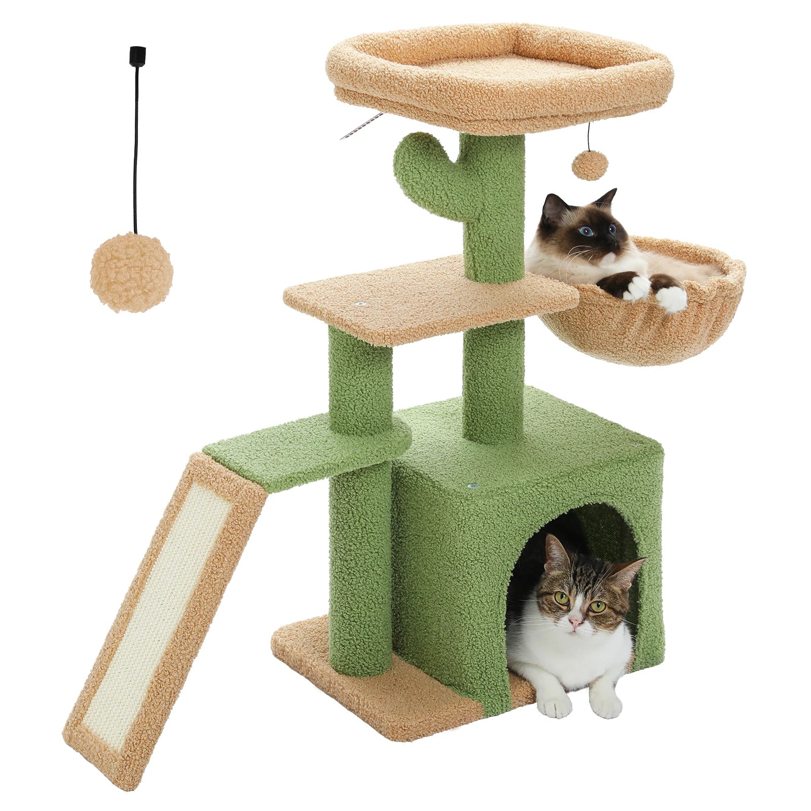 Luxury Multi-Level Cat Tree Tower | Large Condo, Sturdy Scratching Posts & Removable Perch Bed|31.5 in. Tall