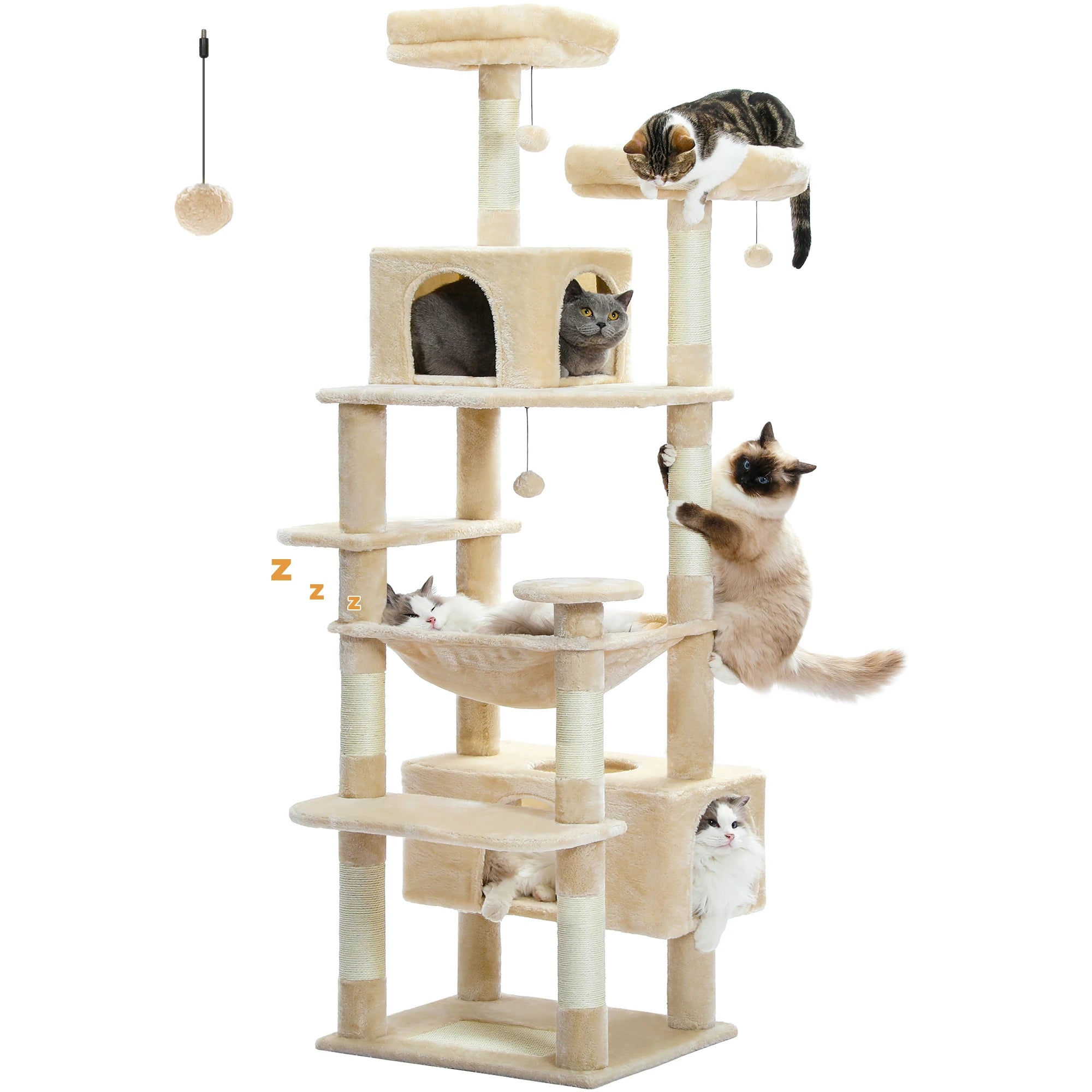 Premium Cat Tower (3 Sizes) | Multi-Level Sisal Scratching Tree for Large and Active Cats"