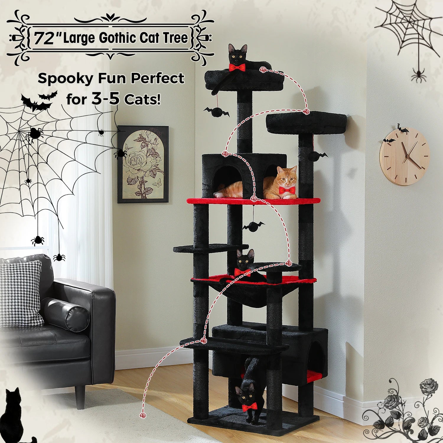 Premium Cat Tower (3 Sizes) | Multi-Level Sisal Scratching Tree for Large and Active Cats"