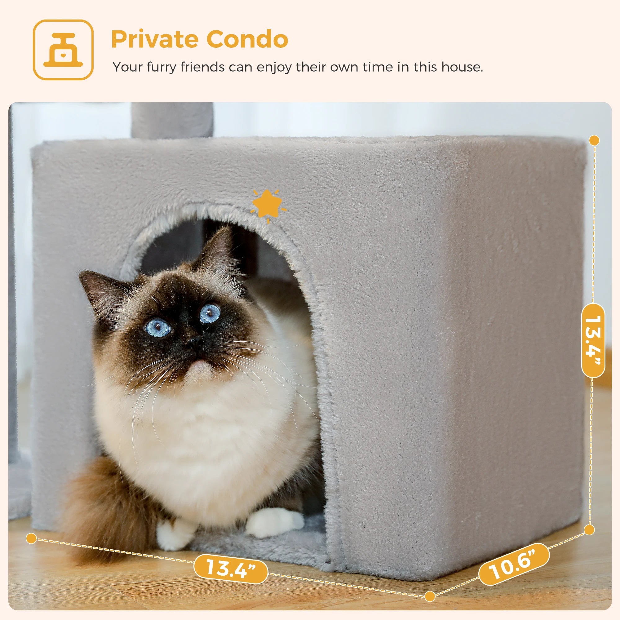 Luxury Multi-Level Cat Tree Tower | Large Condo, Sturdy Scratching Posts & Removable Perch Bed|31.5 in. Tall