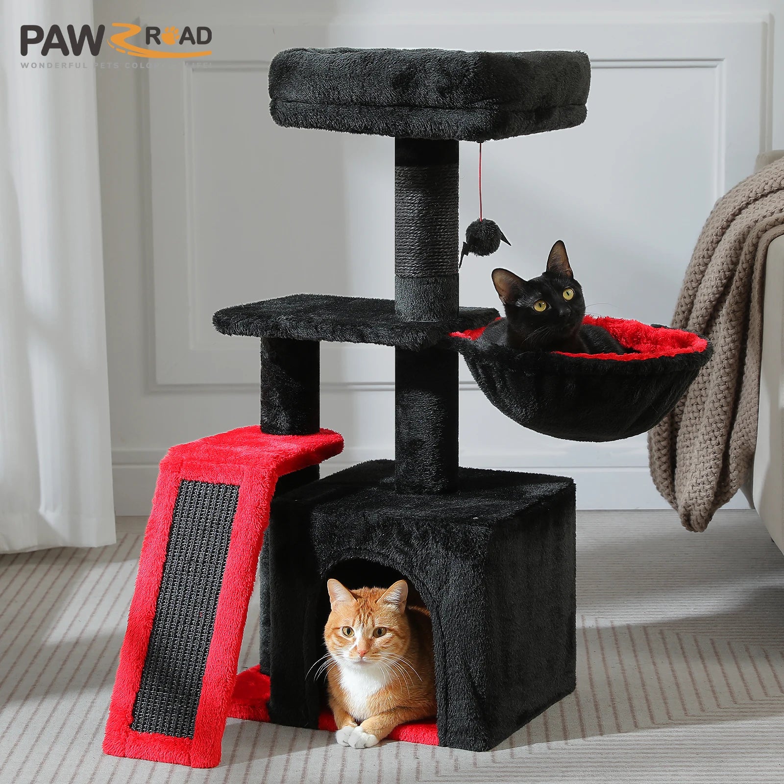 Luxury Multi-Level Cat Tree Tower | Large Condo, Sturdy Scratching Posts & Removable Perch Bed|31.5 in. Tall