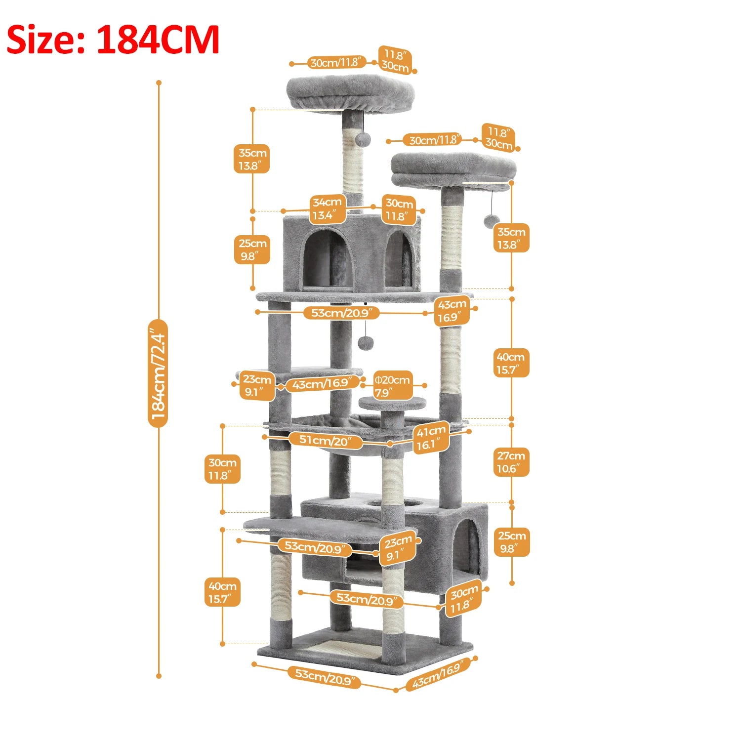 Premium Cat Tower (3 Sizes) | Multi-Level Sisal Scratching Tree for Large and Active Cats"