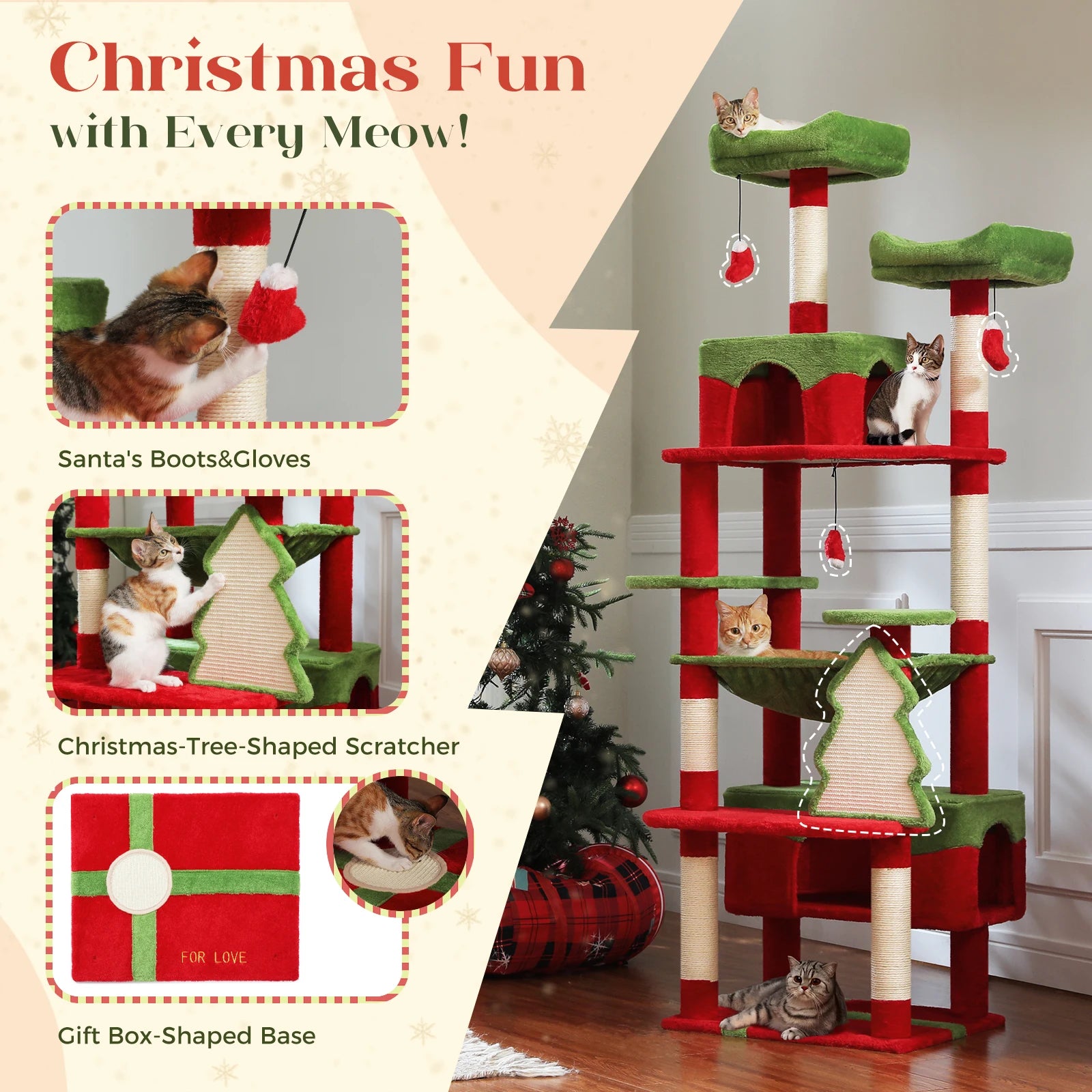 Premium Cat Tower (3 Sizes) | Multi-Level Sisal Scratching Tree for Large and Active Cats"