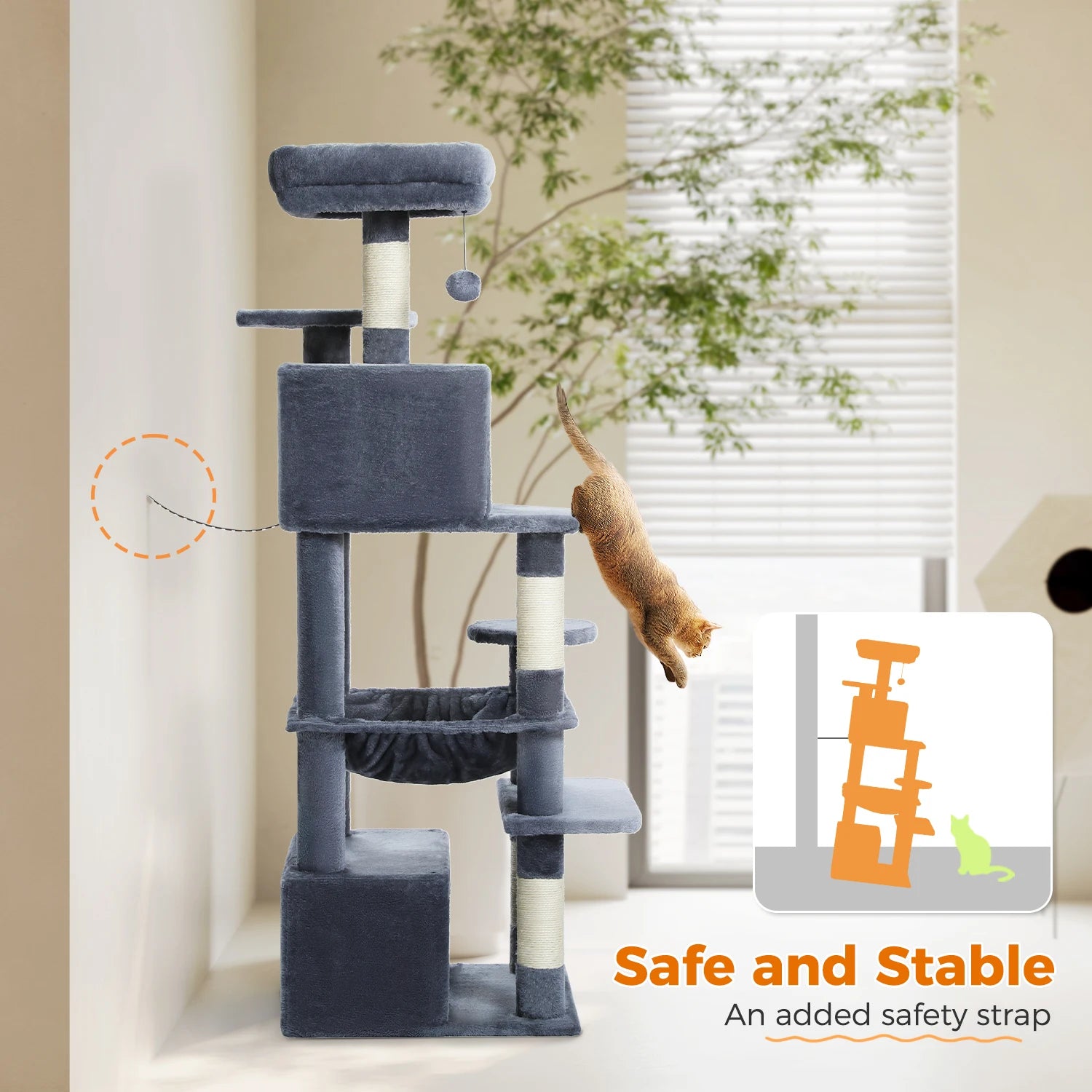 Premium Cat Tower (3 Sizes) | Multi-Level Sisal Scratching Tree for Large and Active Cats"