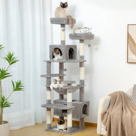 Premium Cat Tower (3 Sizes) | Multi-Level Sisal Scratching Tree for Large and Active Cats"