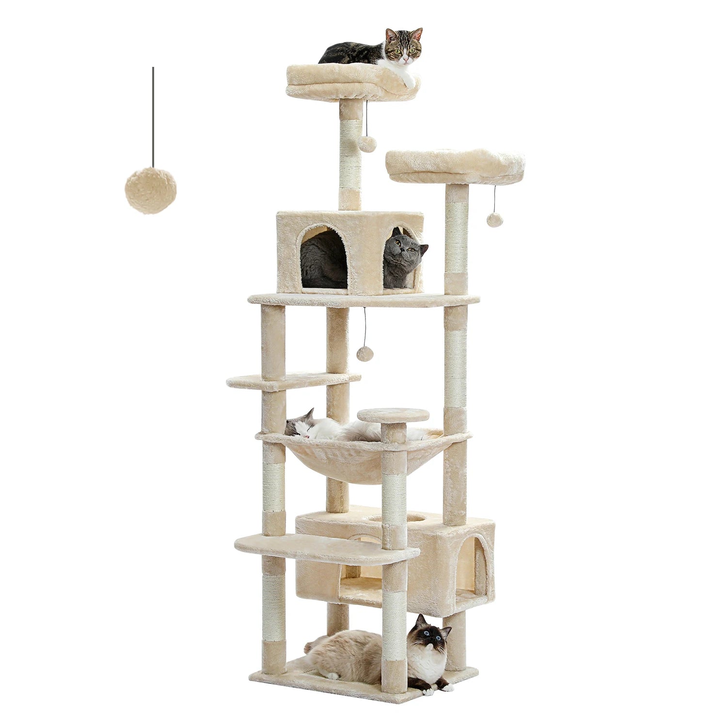 Premium Cat Tower (3 Sizes) | Multi-Level Sisal Scratching Tree for Large and Active Cats"