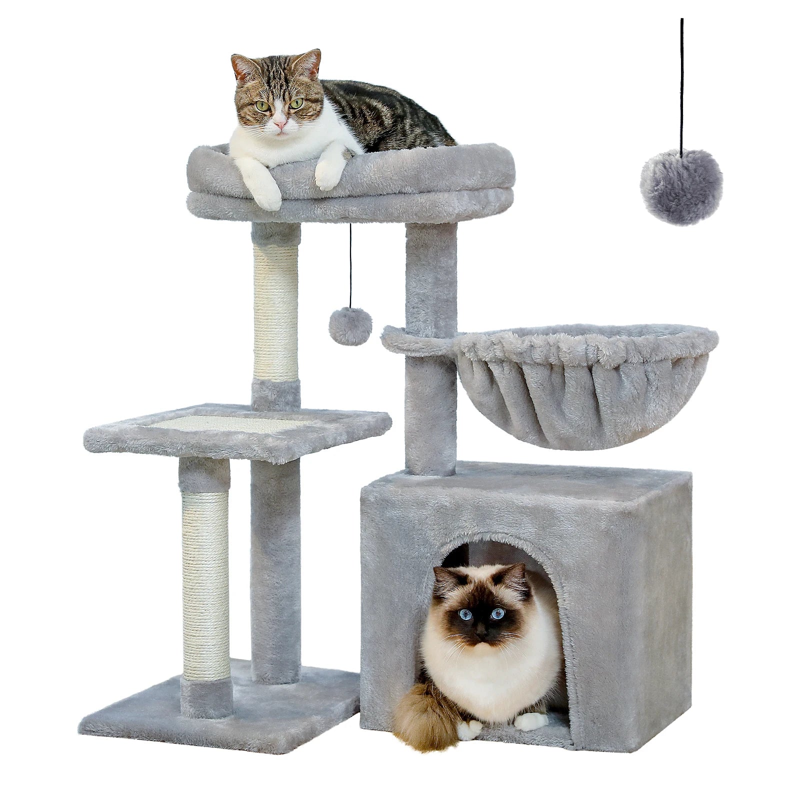 Luxury Multi-Level Cat Tree Tower | Large Condo, Sturdy Scratching Posts & Removable Perch Bed|31.5 in. Tall