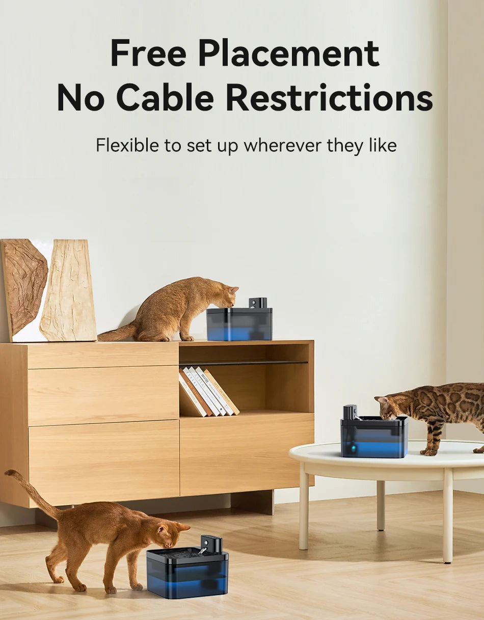 ROJECO Wireless Automatic Cat Water Fountain 2600mAh Pet Water Dispenser For Dog Cat Infrared Sensor Smart Pet Drinkier Fountain