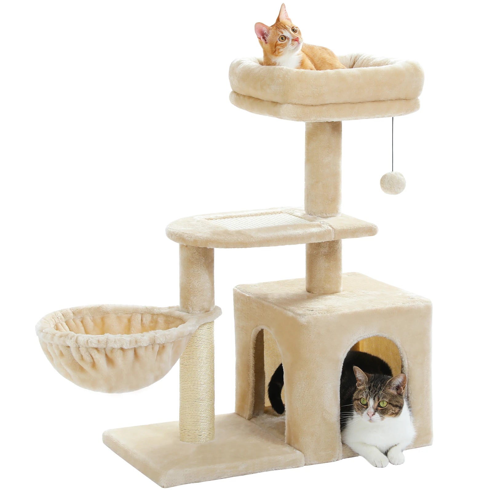 Luxury Multi-Level Cat Tree Tower | Large Condo, Sturdy Scratching Posts & Removable Perch Bed|31.5 in. Tall