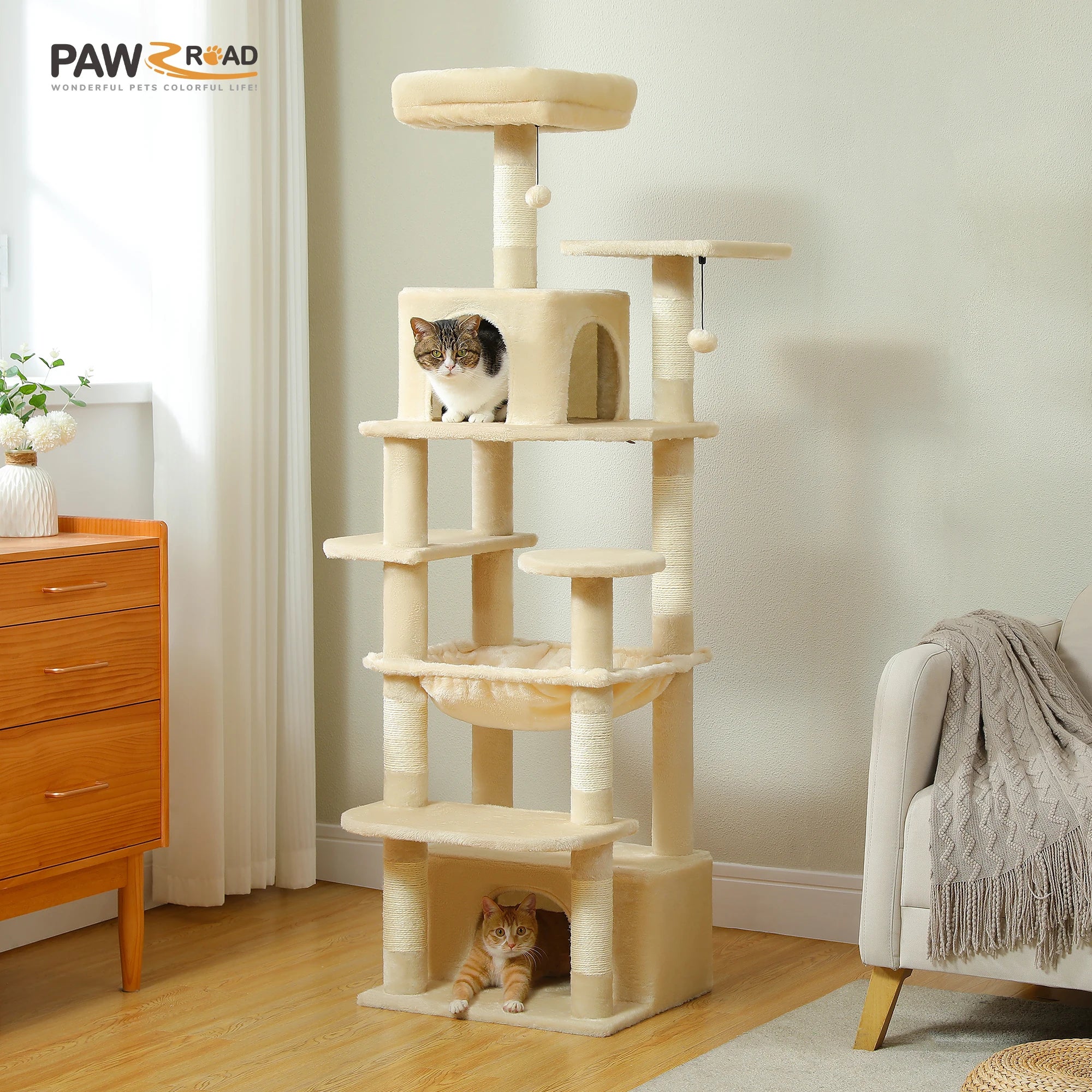 Premium Cat Tower (3 Sizes) | Multi-Level Sisal Scratching Tree for Large and Active Cats"