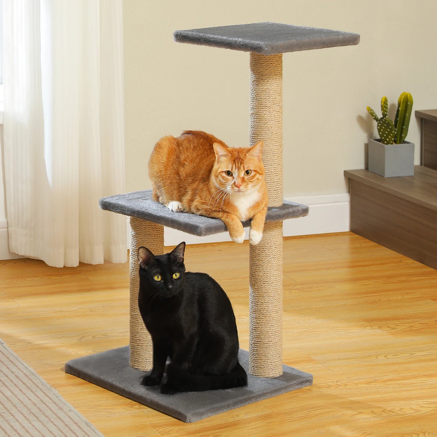 Luxury Multi-Level Cat Tree Tower | Large Condo, Sturdy Scratching Posts & Removable Perch Bed|31.5 in. Tall