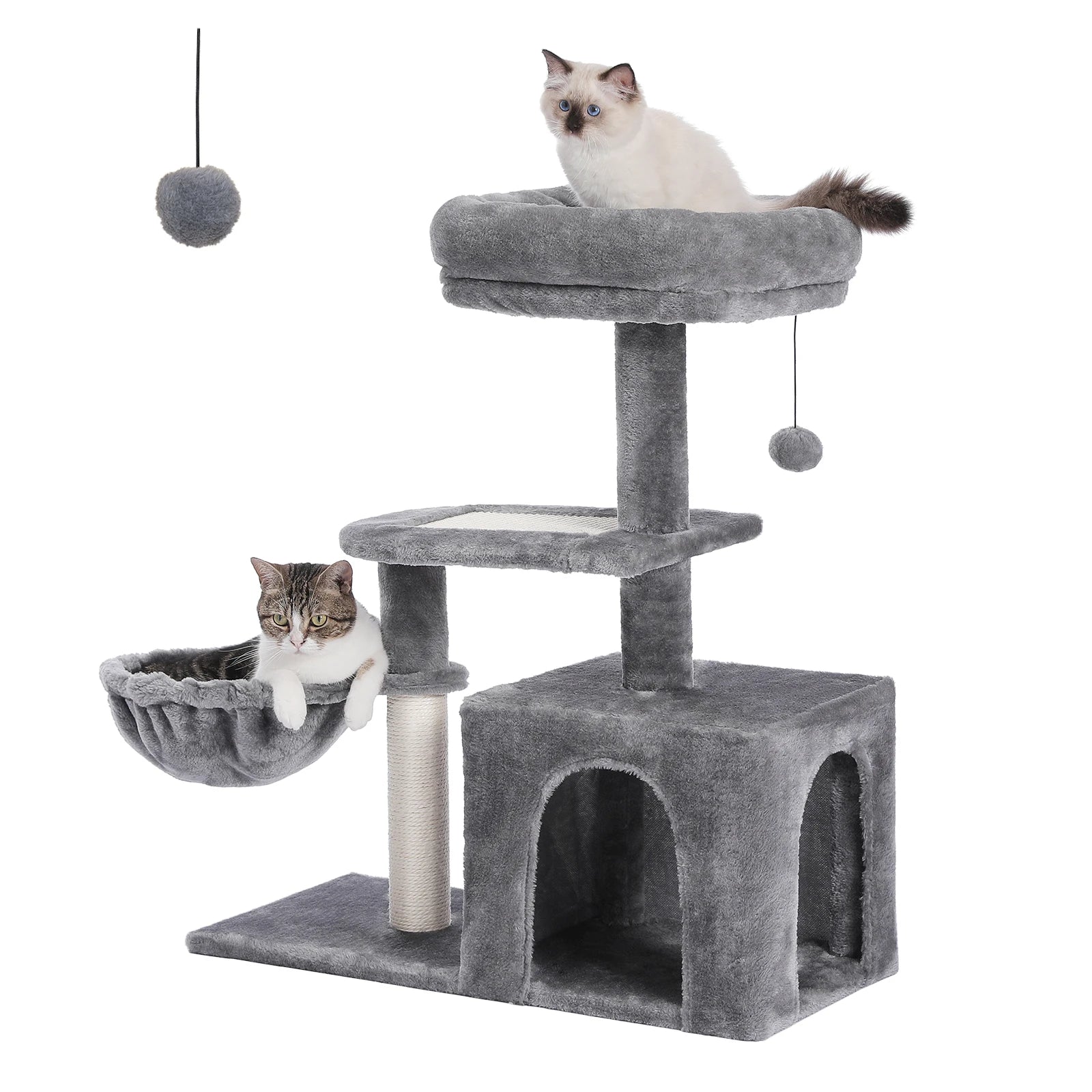 Luxury Multi-Level Cat Tree Tower | Large Condo, Sturdy Scratching Posts & Removable Perch Bed|31.5 in. Tall