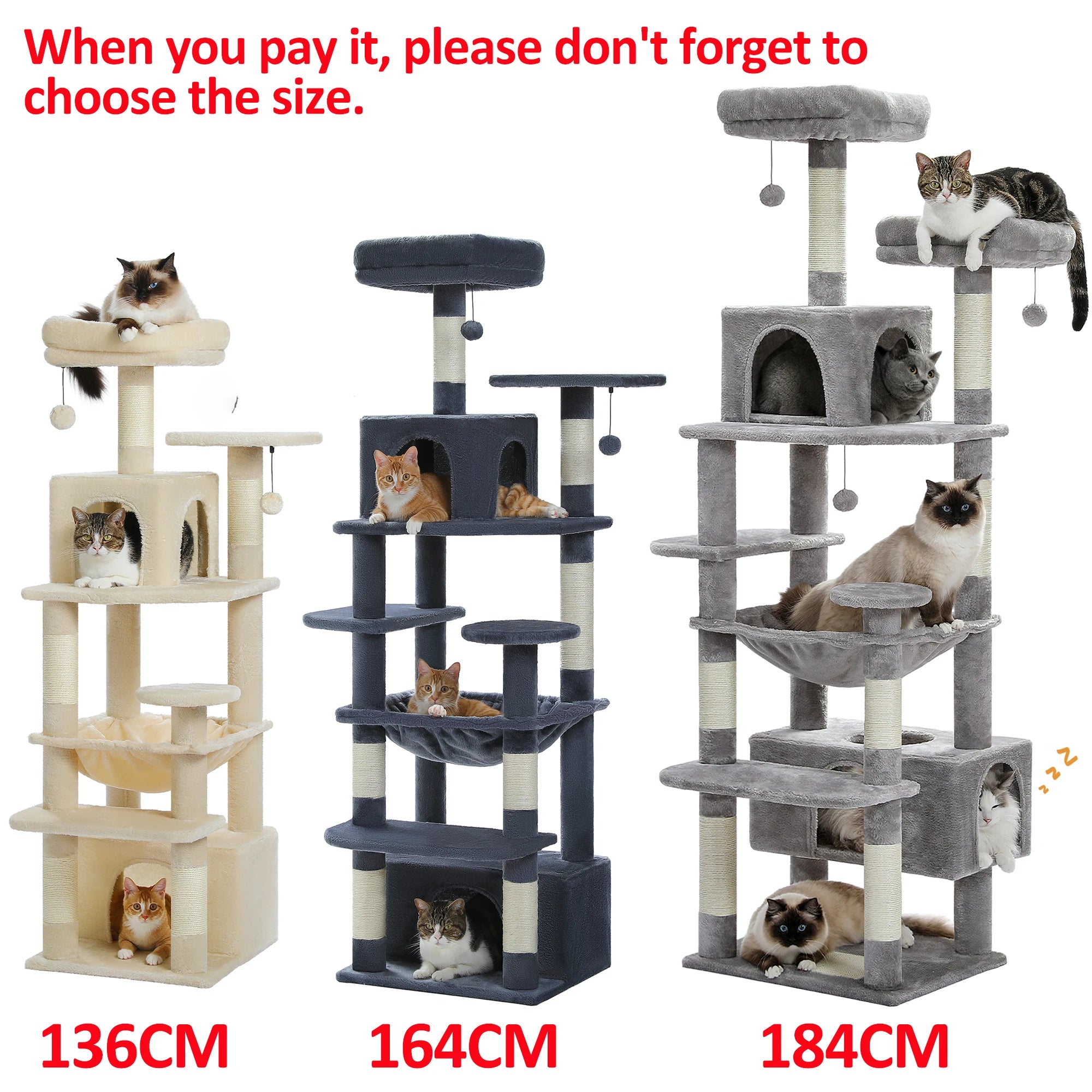 Premium Cat Tower (3 Sizes) | Multi-Level Sisal Scratching Tree for Large and Active Cats"
