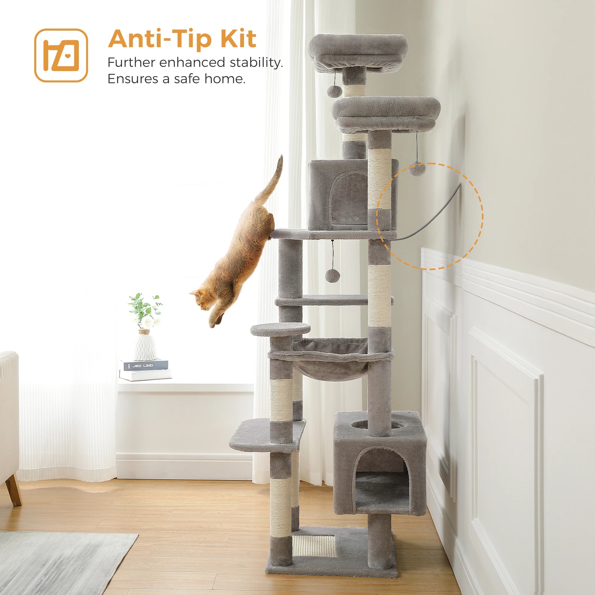 Premium Cat Tower (3 Sizes) | Multi-Level Sisal Scratching Tree for Large and Active Cats"