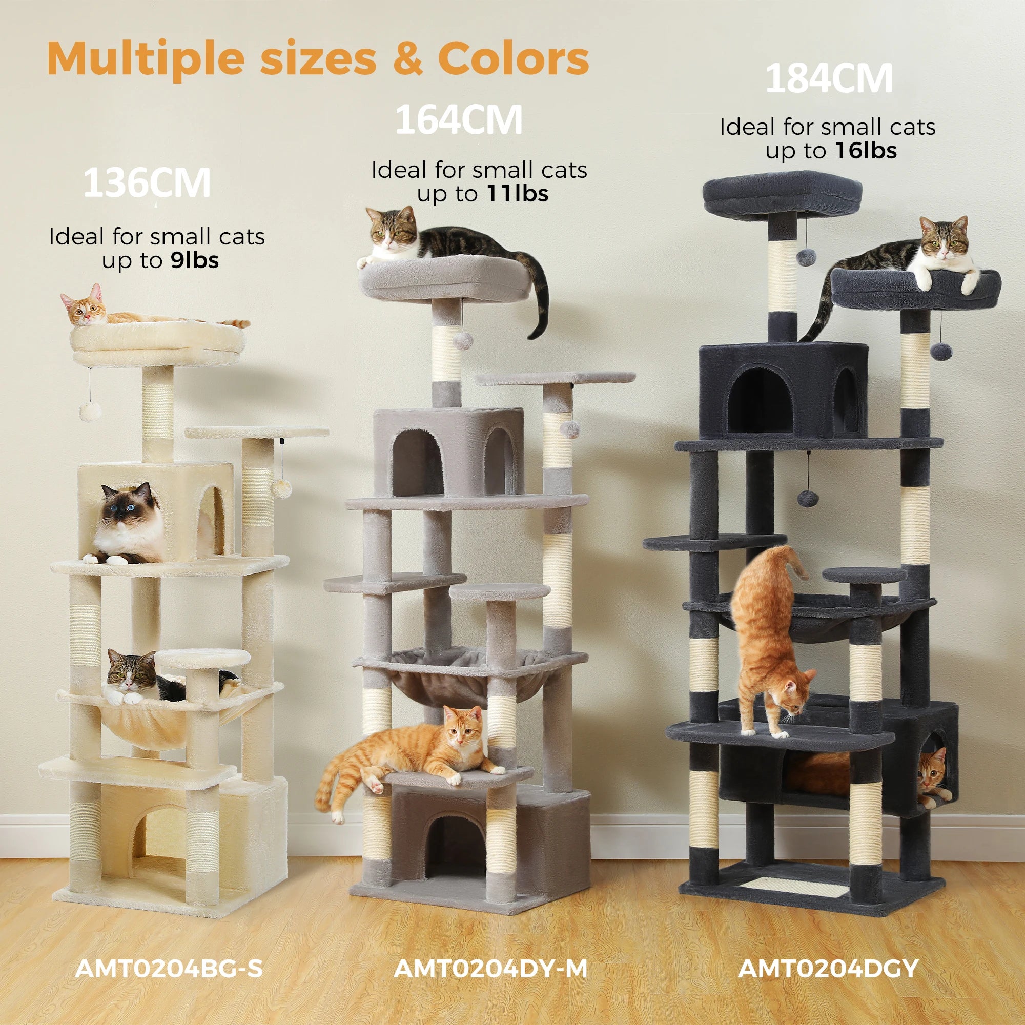 Premium Cat Tower (3 Sizes) | Multi-Level Sisal Scratching Tree for Large and Active Cats"