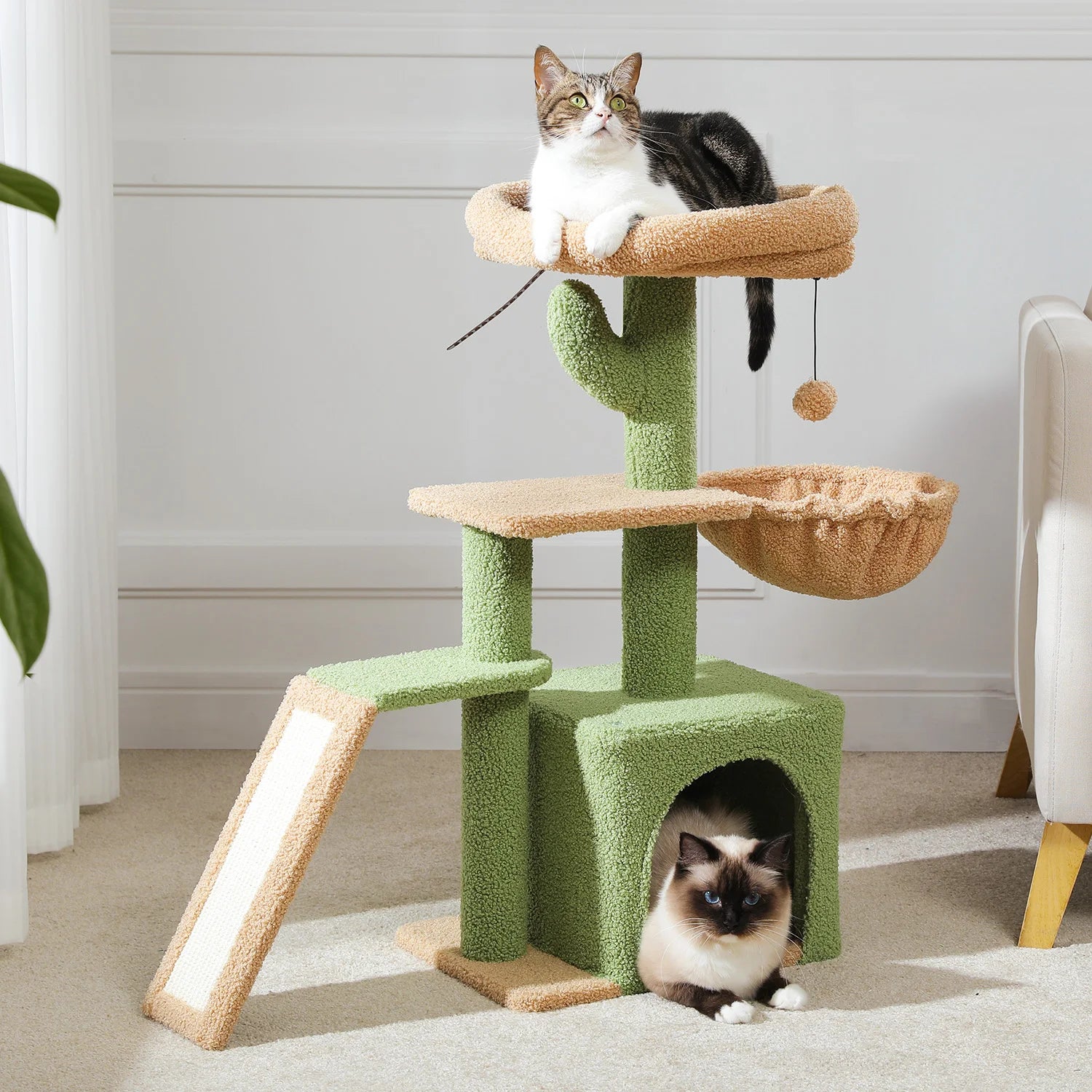 Luxury Multi-Level Cat Tree Tower | Large Condo, Sturdy Scratching Posts & Removable Perch Bed|31.5 in. Tall