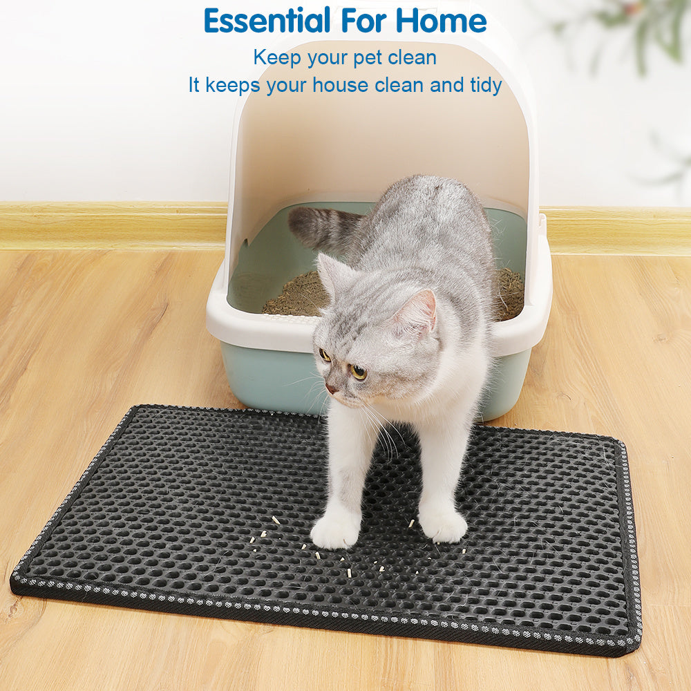 Easy Clean Cat Litter Trapping Mat | Gentle on Paws, Waterproof EVA Double Layer Pad