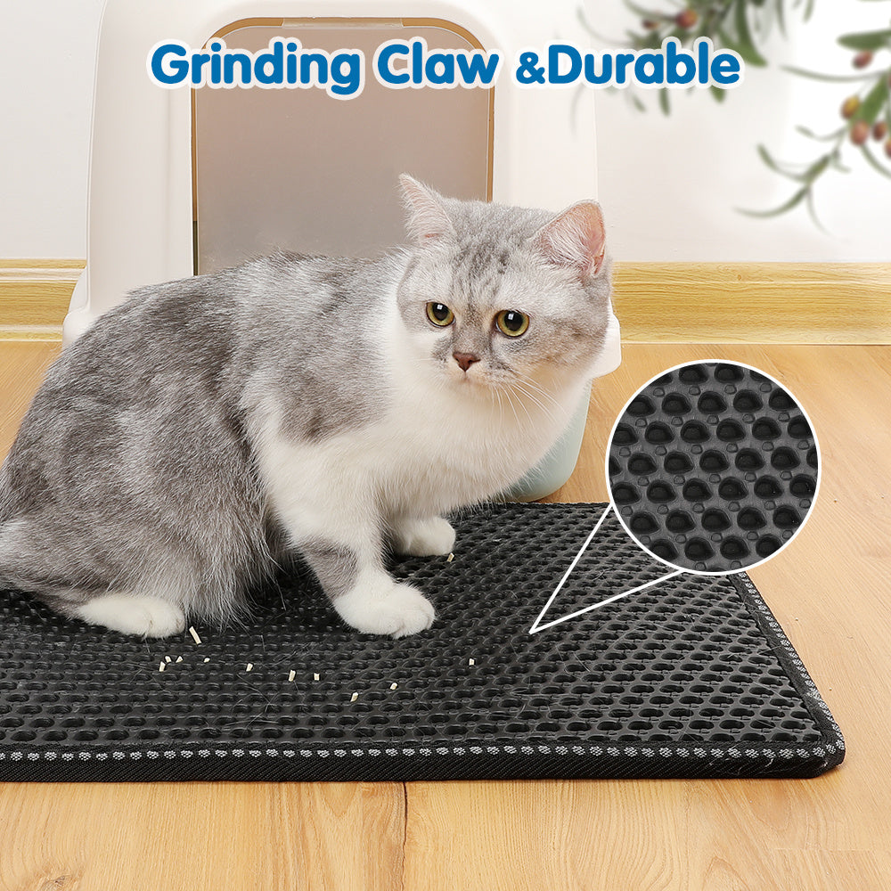 Easy Clean Cat Litter Trapping Mat | Gentle on Paws, Waterproof EVA Double Layer Pad