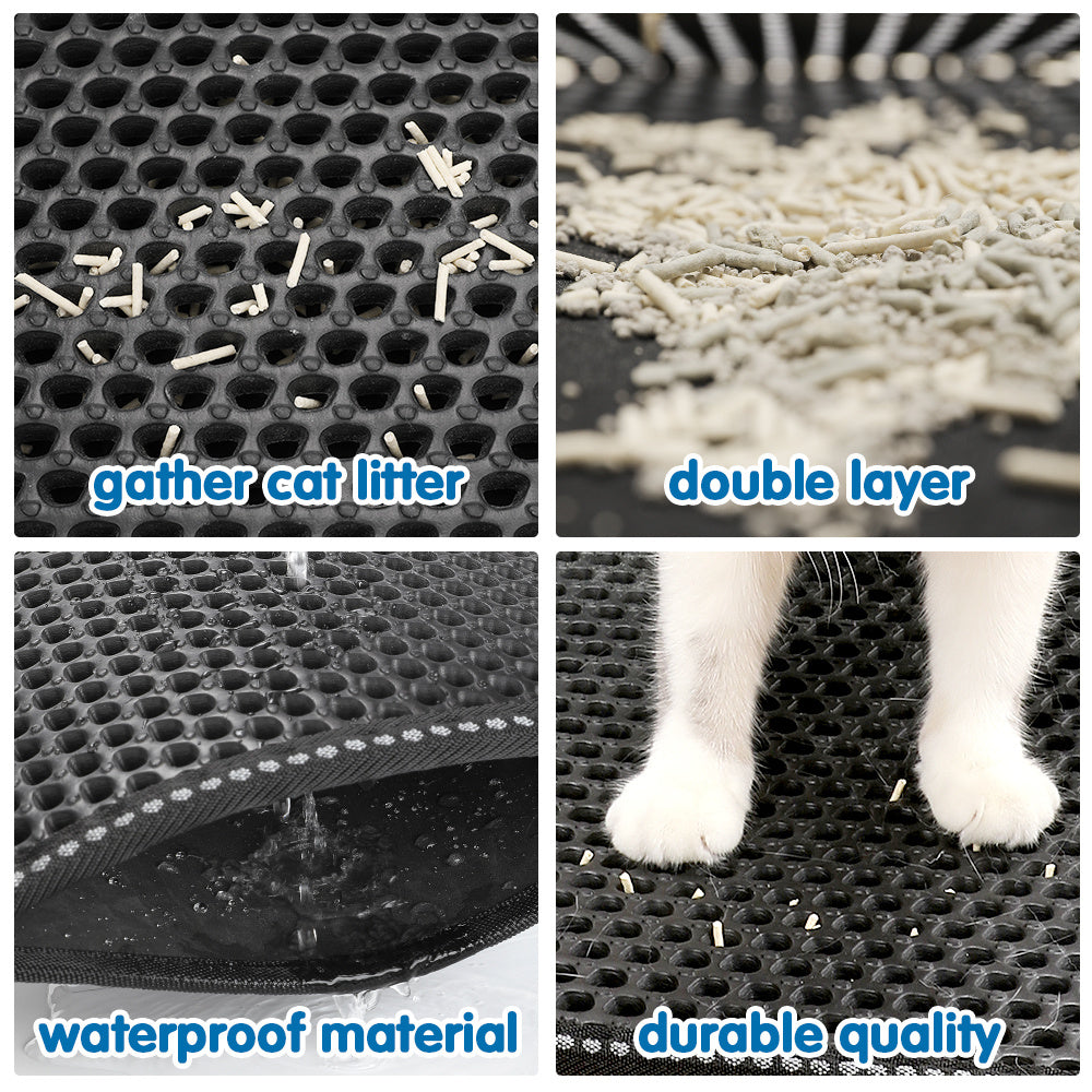 Easy Clean Cat Litter Trapping Mat | Gentle on Paws, Waterproof EVA Double Layer Pad
