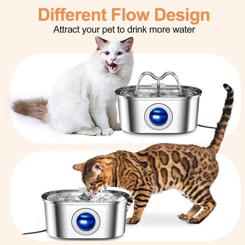 Ultimate 3.2L Stainless Steel Pet Fountain | Vet-Approved, Automatic & Ultra-Quiet Hydration System with 4 Filters